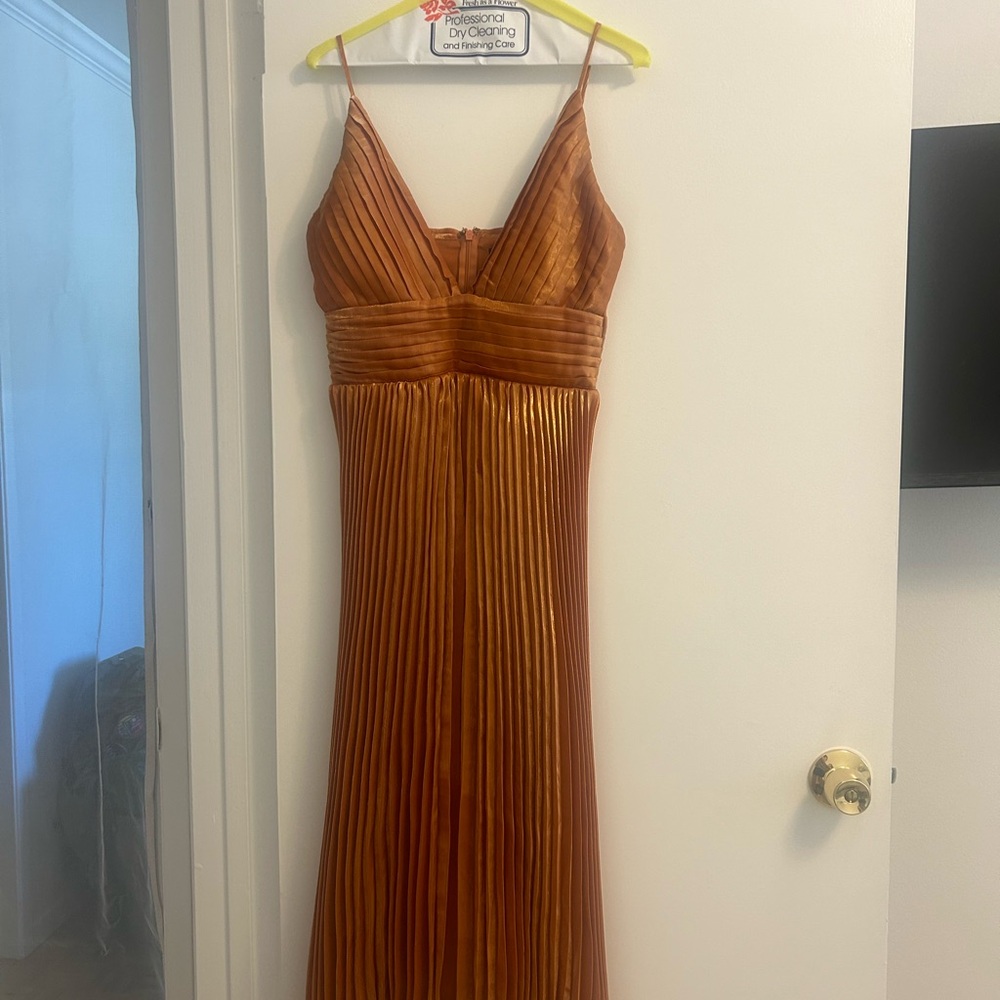Terracotta Copper Pleated Dress